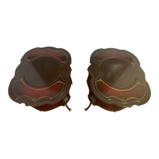 1920s Pair of American Leather Tope Mahogany Antique Side Tables For Sale