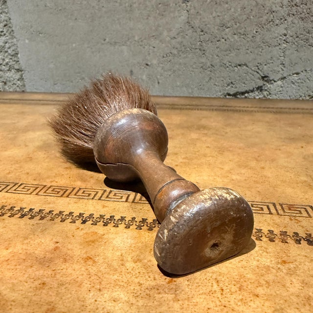 Antique Shaving Brush Turned Wood Handle Horsehair or Badger Hair For Sale - Image 10 of 14