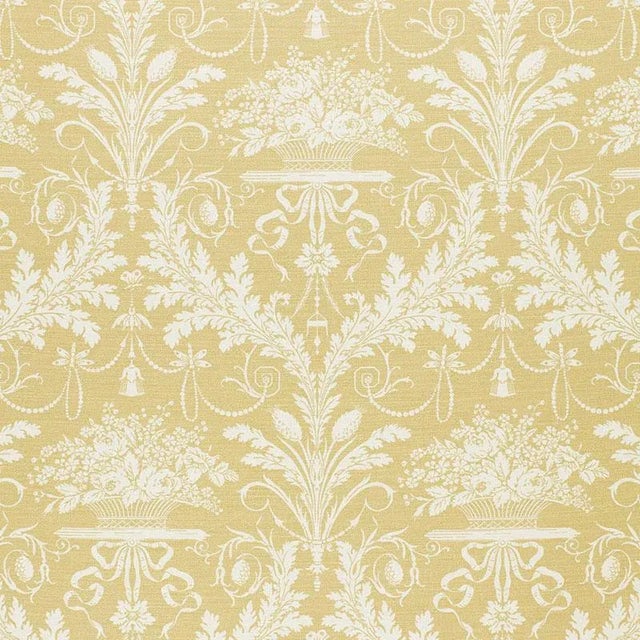 Sample- Schumacher Clairemont Damask Fabric in Yellow For Sale
