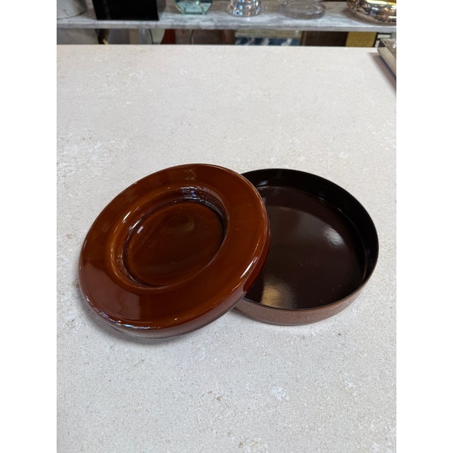 Vintage Amber Metal Lidded Box With Insert For Sale - Image 4 of 6