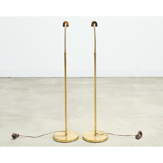 Pair of Mid-Century Brass Adjustable Pharmacy Floor Lamps For Sale - Image 18 of 18