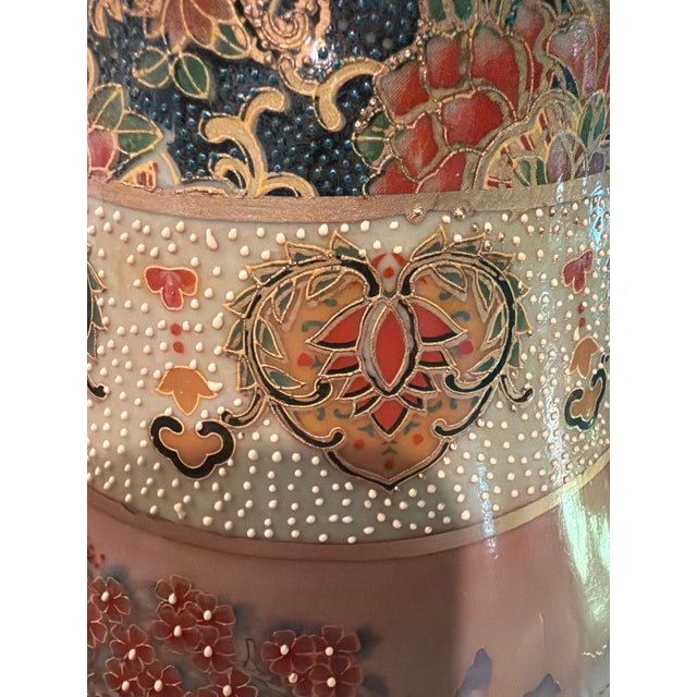 1980s Large Late 20th Century Ornate Chinoiserie Ceramic Floor Vase With Musicians and Gilt Decoration For Sale - Image 5 of 16