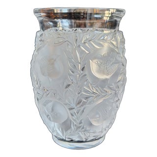 Vintage Vase Bagatelle in Satin Crystal Glass by Lalique, 1960s For Sale