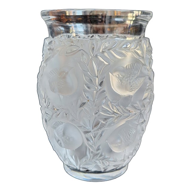 Vintage Vase Bagatelle in Satin Crystal Glass by Lalique, 1960s For Sale
