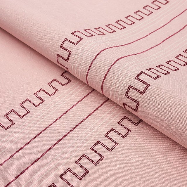 Schumacher Sample - Schumacher X Mary McDonald Greco Stripe Fabric in Pink For Sale - Image 4 of 5