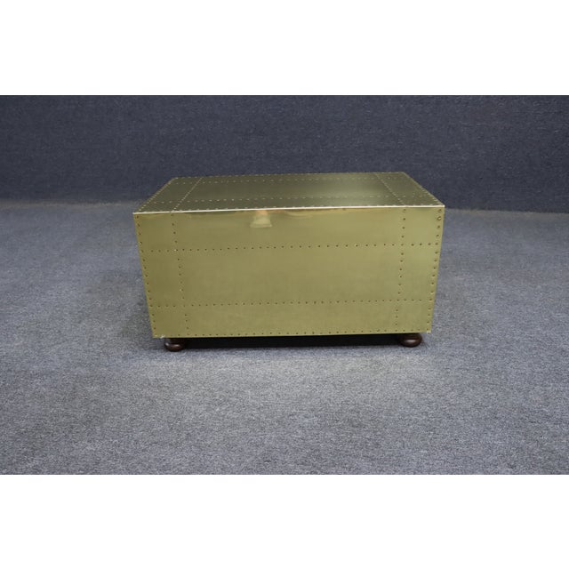 Sarreid Brass Clad Campaign Style Two-Drawer Chest For Sale - Image 12 of 16