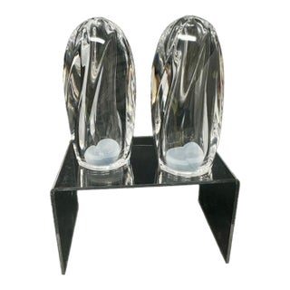 1994 Nambe Vintage 5132 Twist Salt and Pepper Crystal Set by Fred Bould For Sale