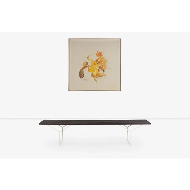 Burnt Umber Harry Bertoia Early Solid Rosewood Slat Bench 1951 First Year Production For Sale - Image 8 of 9