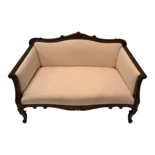 Antique Louis XVI Style Newly Upholstered French Settee Loveseat For Sale