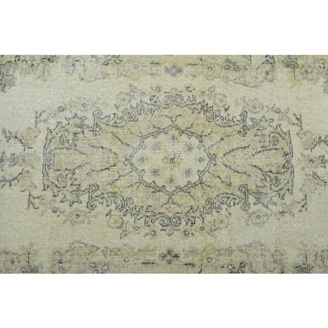 1970s 1970s Vintage Handmade Wool Cotton Yellow Area Rug For Sale - Image 5 of 11