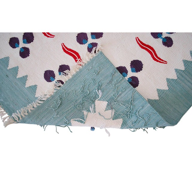 Turkish Silk Rug Kilim Hand Woven Chintamani Motif Oushak Area Rug - 4′2″ × 6′4″ For Sale - Image 15 of 16