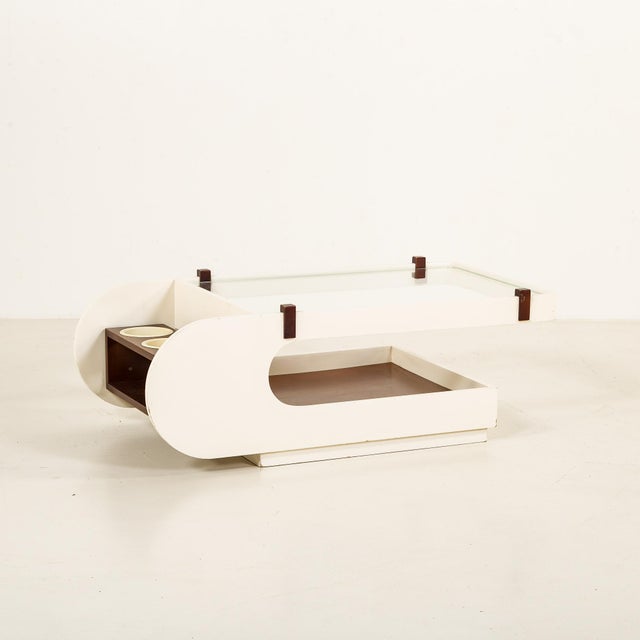 Mid-Century Modern Italian Coffee Table with Bar Compartment, 1970s For Sale - Image 3 of 12