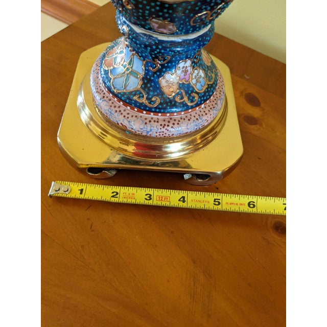 1960s Moriage Satsuma Style Lamp With Gold Pagoda Base For Sale - Image 11 of 13