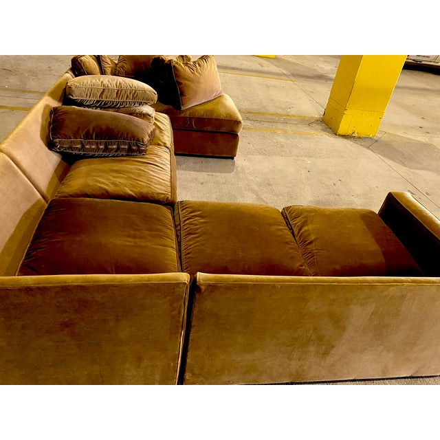 Brown 1970s Maurice Villency Velour Sectional For Sale - Image 8 of 14