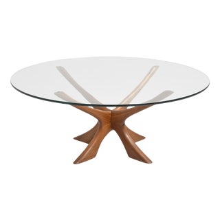 Mid-Century Danish Round Glass Coffee Table by Illum Wikkelsø, 1960s For Sale