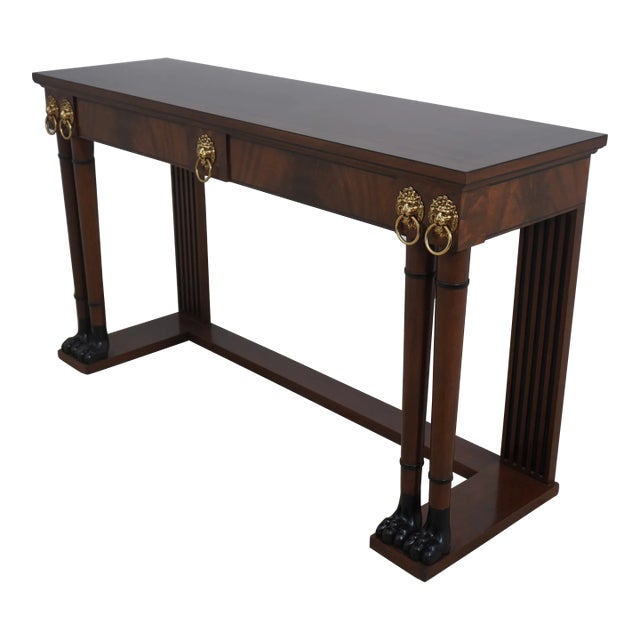 Baker Neoclassical Mahogany Console Table W. Paw Feet For Sale