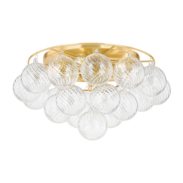 Contemporary Mitzi Mimi 22.5 in. 6 Light Close-to-Ceiling in Aged Brass Finish For Sale - Image 3 of 11