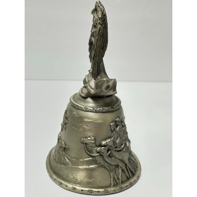 Vintage Late 20th Century Angel/Nativity Scenery Pewter Bell For Sale - Image 4 of 12