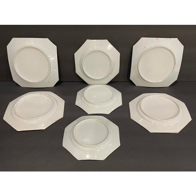Green Antique Rose Medallion Octagonal Plates - Set of Seven For Sale - Image 8 of 8