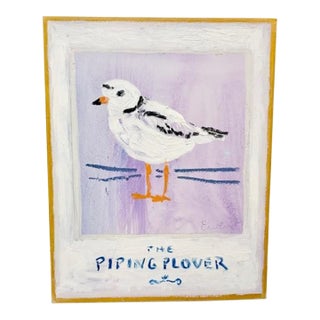 Anne Louise-Ewen Original Oil Painting - “Piping Plover” Bird - 16x20 - Signed For Sale