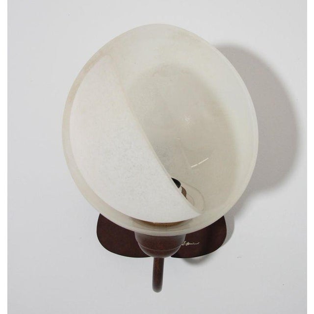 Brown Italian Murano Frosted Glass and Bronze Finish Wall Sconce Clover Base For Sale - Image 8 of 18