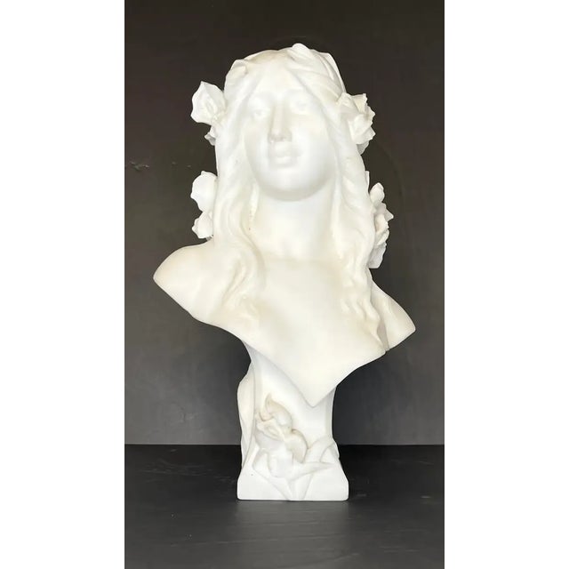 French Art Nouveau Marble Bust of Female Beauty. Signed Proff Mattey.