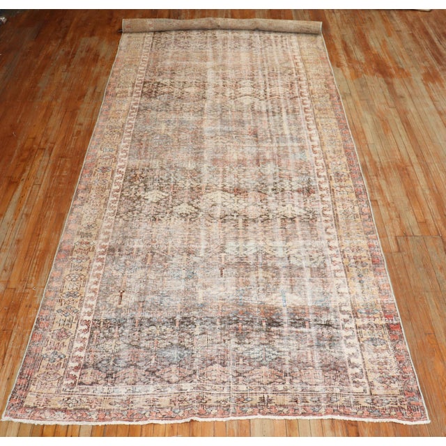 Early 20th Century Early 20th Century Zabihi Collection Worn Persian Corridor Size Rug - 6'9" x 19'8" For Sale - Image 5 of 11