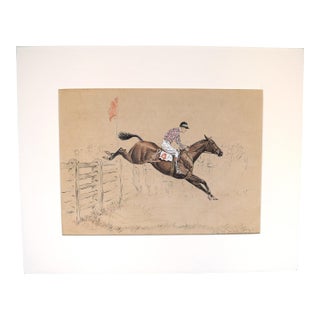 "Good Old Bon Master Gets Over the 3rd" Fence at the "Maryland Hunt Club" 1931 Gouache by Paul Brown For Sale