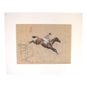 "Good Old Bon Master Gets Over the 3rd" Fence at the "Maryland Hunt Club" 1931 Gouache by Paul Brown
