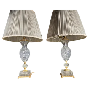 Cutted Glass Lamps, 1920s, Set of 2