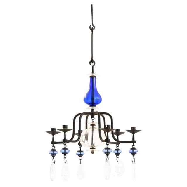 1970s Candelabra in Glass and Wrought Iron by Erik Höglund for Boda Glasbruk, 1970s For Sale - Image 5 of 5