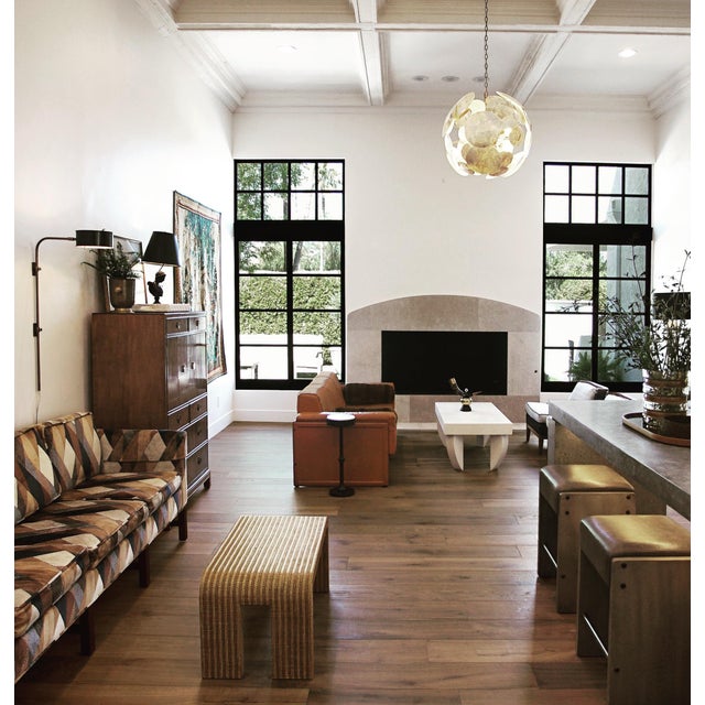 Mid-Century Modern Mid-Century Velvet Geometric Patterned Sofa For Sale - Image 3 of 10