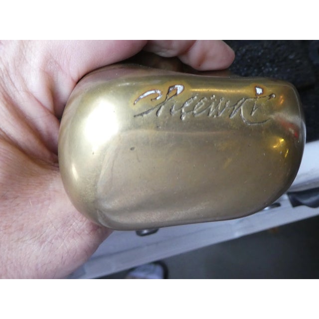 Metal 1970s Signed Bronze Abstract Figure on Wood Plinth For Sale - Image 7 of 9