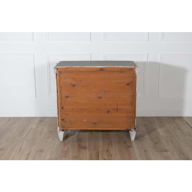 Wood Swedish Gustavian Style Painted Chest of Drawers with Grey Top, circa 1880 For Sale - Image 7 of 8