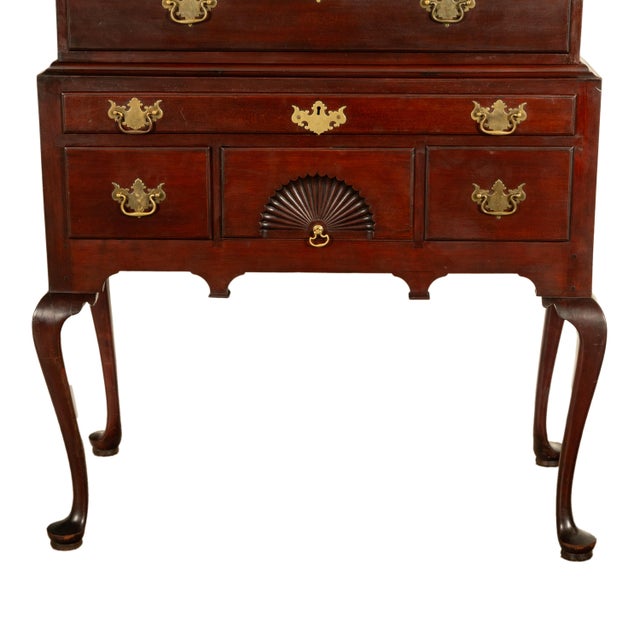 Antique 18thC American Federal Queen Anne Mahogany Bonnet-Top Highboy Salem 1790 For Sale - Image 18 of 18