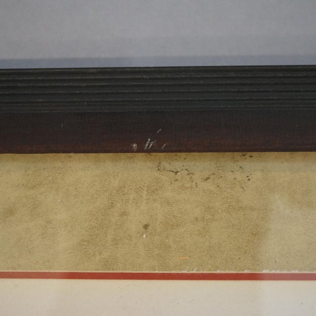 Architectural Rendering of The Brooklyn Bridge in New York City, Framed, 20thC Measures - 19.5"H x 42.5"W x 1.75"D