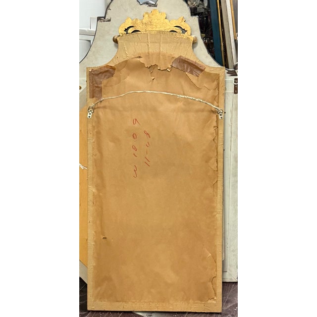 Wood Mid-Century Italian Rococo Style Carved Giltwood & Composite Shell Wall Mirrors - Pair For Sale - Image 7 of 8