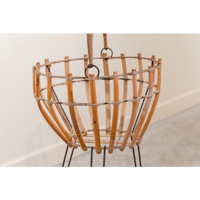 Italian Iron and Bamboo Baskets, 1950s, Set of 2 For Sale - Image 4 of 11