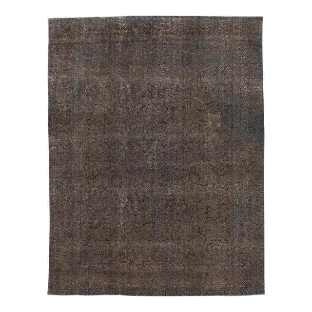 Mid-20th Century Vintage Overdyed Wool Rug For Sale