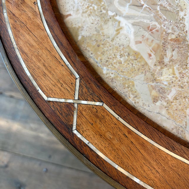 Antique French Louis XV Marquetry Oval Marble Top Coffee Table For Sale - Image 9 of 10