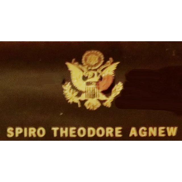 Smoked glass & gilt souvenir tray to commemorate a 1972 visit by U.S. Vice President Spiro Agnew. A great addition to any...