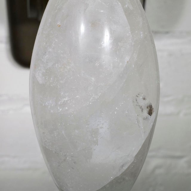 Pair of barrel shaped rock crystal table lamps For Sale - Image 4 of 7