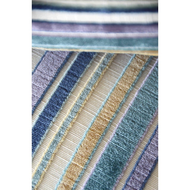 2020s FirmaMenta Italian Blue Stripes Velvet Pillow For Sale - Image 5 of 7