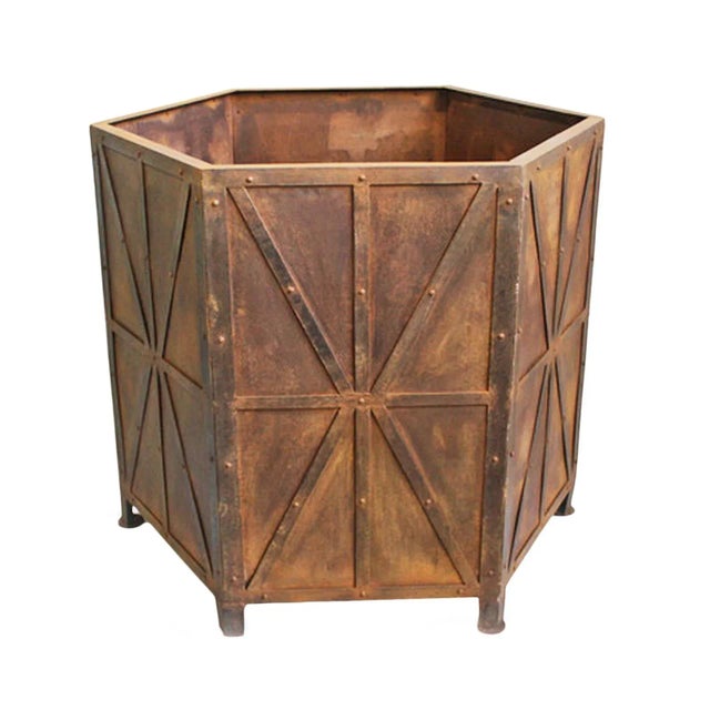 Mid 20th Century Vintage Rusted Iron Planter Box Small For Sale - Image 5 of 5