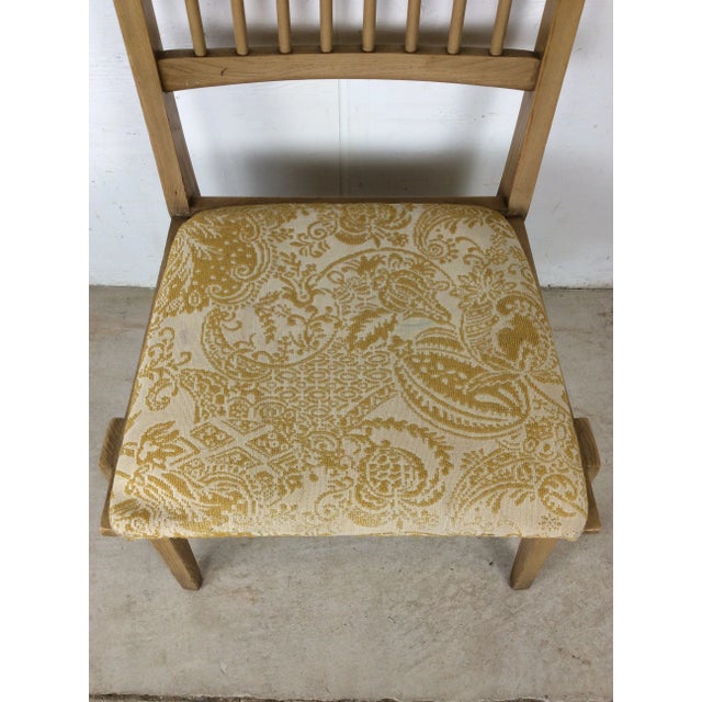 Wood Mid Century Modern Side Chair With Limed Oak Finish and Newer Patterned Upholstery For Sale - Image 7 of 12