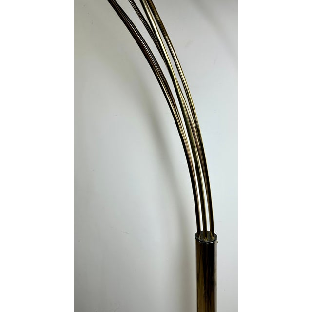 Italian 6-Light Arc Floor Lamp in Gilded Brass, 1970s For Sale - Image 10 of 15