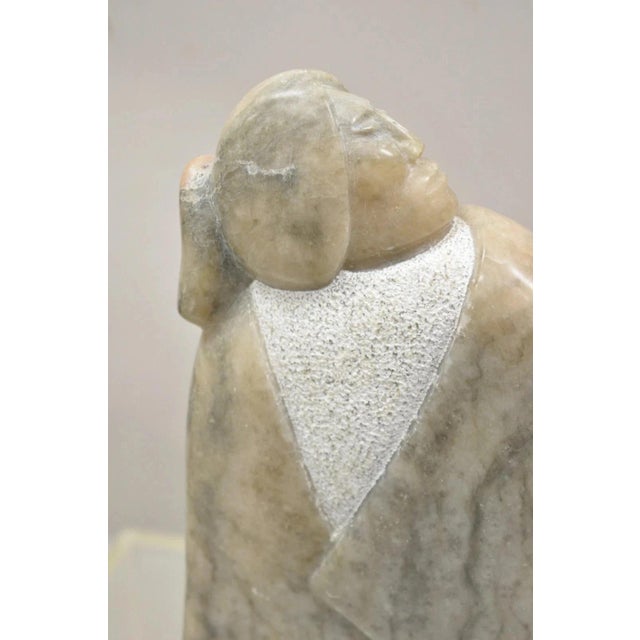 Late 20th Century Ned Archuleta Native American Figural Woman Carved Alabaster Figure Sculpture For Sale - Image 4 of 11