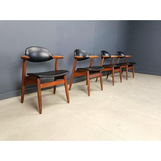 Black Vintage Cowhorn Dining Chairs by Tijsseling Meubelfabriek for Hulmefa, 1960s, Set of 4 For Sale - Image 8 of 13
