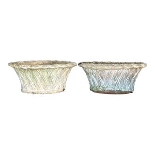 Vintage Regency Patinated Cement Planters - A Pair For Sale