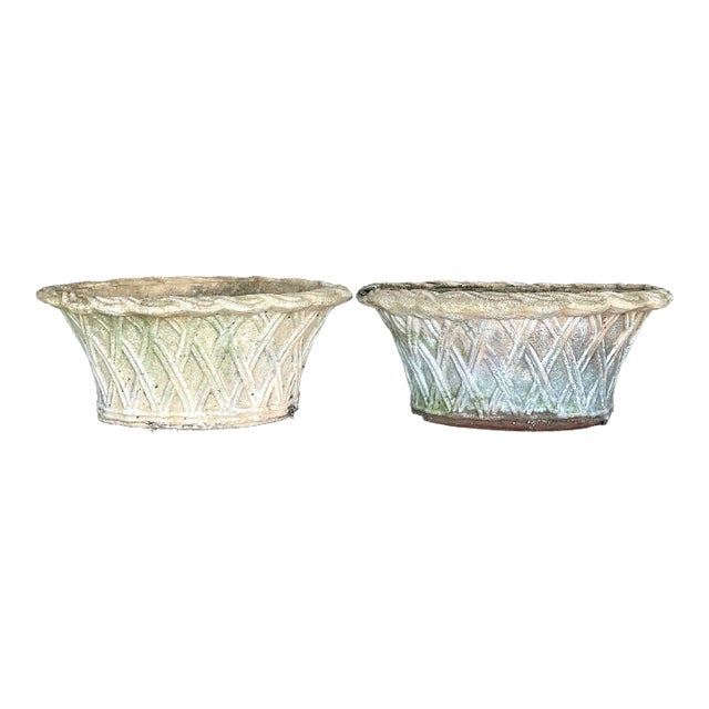 Vintage Regency Patinated Cement Planters - A Pair For Sale